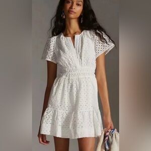 Anthropologie Somerset White Eyelet Mini Dress. Size Small. Like new. Cute!